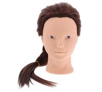 Hemobllo Mannequin Head for Hair Styling with Brown High Temperature Fiber and Silicone Material, Heat Styling Capability, Versatile Use for Hairdressing Schools and Beauty Salons Practice