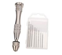 Hemobllo Manual Hand Drill Set with 10 Precision Pin Vise Bits, Aluminium Alloy Walnut Hole Puncher for Woodworking and Craft, Mini Rotary Drill Tool for Model Making and DIY Projects