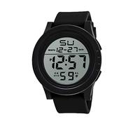Hemobllo Men LED Watch Large Screen Digital Sports Watch with Stopwatch and Dual Time Functions Black Abs Pu Stainless Steel Outdoor Swimming Wristwatch