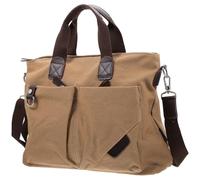 Hemobllo Men’s Business Casual Single-shoulder Bag Lightweight Nylon Canvas Messenger Bag with Zipper Portable Handbag for Travel and Outdoor Storage in Light Brown