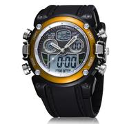 Hemobllo Men's Digital Waterproof Alarm Watch with Dual Time Display