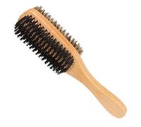 Hemobllo Men's Double-sided Beard Bristle Brush with Beech Wood Handle and Soft Nylon Bristles, Promote Growth and Create Creamy Lather, for Facial Hair Grooming and Barbershop Use