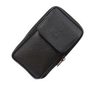Hemobllo Men's Leather Waist Pack with Zipper Wallet and Enough Storage, Multi-Functional Mobile Phone Bag for Travel and Shopping in Black, Chic Retro Style