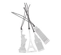 Hemobllo Metal Architecture Model Bookmarks Set 4pcs Stainless Steel Vintage Hollow Book Markers with Tassel - Liberty Statue, Big Ben, Eiffel Tower, Leaning Tower for Reading Book Lovers