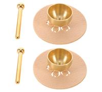 Hemobllo Mini Brass Singing Bowl with Beautiful Sound Quality 2 Sets with Metal Mallet and Nonwoven Pad Sound Therapy Meditation Tool for Travel and Work for Yoga and Mindfulness Practice