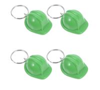 Hemobllo Mini Construction Helmet Keychain Set, 4pcs Plastic Miniature Hard Hats for Party Favors and Building-themed Decorations, Small Green Safety Hat Charms for Event