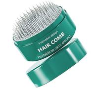 Hemobllo Mini Portable Women’s Hairbrush Detangling Massage Comb with Soft Cushion, Wet Dry Use, Green Compact Travel Hair Brush for Scalp Stimulation