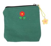 Hemobllo Mini Sanitary Napkin Storage Pouch in Dark Green Canvas with Pendant and Beaded Chain, Compact Practical Wallet for Coins and Snacks, Portable Women’s Organizer for Travel and