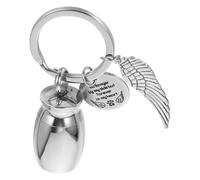 Hemobllo Mini Titanium Steel Urn Keychain Pendant with Ashes Keepsake Box, Small Stainless Steel Memorial Key Chain for Human and Pet Ashes, Non-fading Cremation Jewelry for Commemoration