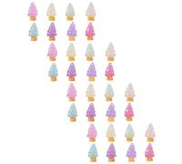 Hemobllo Miniature Resin Christmas Tree Decorations 32pcs Glowing Ornaments with Flat Bottom and Lightweight Design Random Color for Hotel and Garden Christmas Party Desktop Display