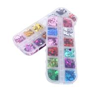 Hemobllo Nail Sparkle Glitter Heart Shaped Sequins 2-Box Set with 2-Grid and 12-Grid Love Heart Nail Art Stickers Holographic Manicure Glitter