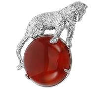 Hemobllo Natural Red Agate Leopard Pendant Charm 3d Animal Stone Bead Vintage Alloy Charm for Jewelry Making Necklace Bracelet Keychain Craft