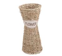 Hemobllo Natural Woven Flower Basket Vase Decorative Simulated Flower Container for Dried and Fresh Floral Arrangements Handmade Durable Material with Retro Embroidery Patch for Rustic Home