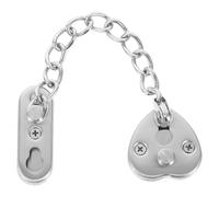 Hemobllo No-Drill Anti-Theft Door Chain Lock Silver Heart-Shaped Stainless Steel Safety Latch with Adjustable Ring for Home and Hotel Security