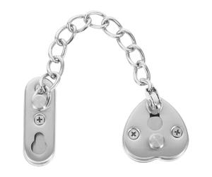 Hemobllo No-Drill Anti-Theft Door Chain Lock Silver Heart-Shaped Stainless Steel Safety Latch with Adjustable Ring for Home and Hotel Security