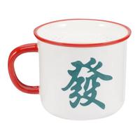 Hemobllo Novelty Ceramic Mahjong Design Mug with Fortune Character, Chinese Style Porcelain Coffee and Latte Cup for Home and Office Use