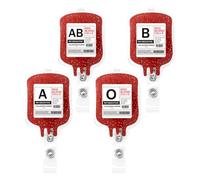 Hemobllo Nurse and Staff Glitter Retractable Badge Reels with Acrylic Construction and Secure Alligator Clips, Includes 4 Blood Type Id Holders, for Healthcare Professionals