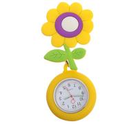 Hemobllo Nurse Fob Watch Sunflower Nurse Doctor Pocket Watch Clip on Quartz Luminous Watch Portable Telescopic Digital Medical Watch Yellow