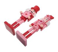 Hemobllo Nutcracker Spacesaving Valentine’s Day Wooden Figurines 2pcs 25cm Ornament Or Handcrafted Soldier Design Holiday Decor for Desktop Workspace Home