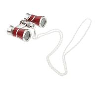 Hemobllo Opera Glasses 3X25 Metal Binoculars with Chain Silver Wine Red Multi-Coating Lenses Central Focusing for Theatre Horse Racing