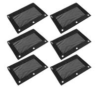 Hemobllo Oxford Cloth 3-Ring Binder Pencil Cases Black 6Pcs Large Capacity for School Supplies and Office Use