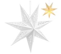 Hemobllo Paper Stars, Paper Light Shade 45cm White Hanging Lantern, 3D Ceiling Lampshade for Wedding Birthday Party Home Decorations