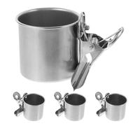 Hemobllo Parrot Food Cup and Water Bowls Stainless Steel Clamp Bird Feeder Cups Medium Size 4pcs Set for Cage Feeding Small Birds Cockatiels Parakeets Pet Supplies