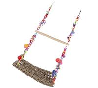 Hemobllo Parrot Hanging Swing Hammock for Cage with Double Layer Straw Woven and Wood Design Bird Bed for Cage Encourages Exploring and Adventuring for Small Pets