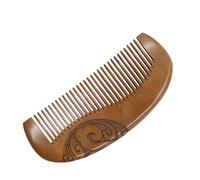 Hemobllo Peach Wood Half Crescent Hair Comb for Women, Wooden Scalp Massage Brush Anti-Static Knot Protection, Retro Carved Design for Daily Hair Care