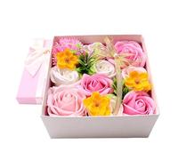 Hemobllo Pink Rose Scented Soap Flower in Square Box for Home Decoration and Valentine’s Day, Artificial Soap Rose with Floral Fragrance, Suitable for Gift Giving and Special Occasions