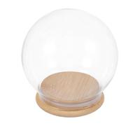 Hemobllo Plastic Dome Cloche with Base for Preserved Flowers and Snowflake Display, Small Round Glass and Bamboo Cover with Light Transmission, Versatile Decor Accent for Tabletop Christmas