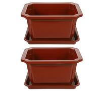 Hemobllo Plastic Rectangular Plant Pots with Drainage for Bonsai Gardening or Home Use 2 Sets