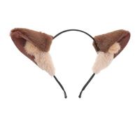 Hemobllo Plush Dark Brown Wolf Ears Headband for Teens, Cute Animal Hair Accessory for Party, Cosplay, Spa and Halloween