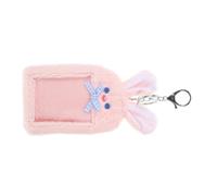 Hemobllo Plush Rabbit Keychain Card Holder Small Id Tag Protector Cute Kawaii Photo Card Case for Students School Commuter Pass Storage Pink Long Ear Design