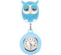 Hemobllo Pocket Watch Silicone Clip-on Fob Brooch Cute Cartoon Owl Hanging Easy Pull Clasp Stretch Analog Quartz Pocket Watch for Girls Kids