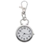 Hemobllo Pocket Watch with Key Buckle, Large Number Portable Keychain Watch, Clip on for Doctors Nurses Chefs Hiking Climbing Silver