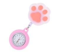 Hemobllo Pocket Watch with Retractable Clip Cat Paw-Shaped Nurse Silicone Pink Accurate and Practical Fob Watch for Nurses and Healthcare Professionals