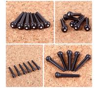 Hemobllo Pom Guitar Bridge Pins and Provide Better Melodious Sounds 6pcs Black with Shell Dot on Head, Vintage Style Bridge Pegs to Sound Quality for Acoustic and Folk Guitars