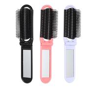 Hemobllo Portable Folding Hair Brush Compact Pocket Size 6pcs with Mirror Ergonomic Handle Design Pp Material Travel Hair Comb Random Color for-the-go Use