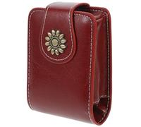 Hemobllo Portable Lipstick Case Brown Pu Leather Makeup Bag with Built-in Mirror and Convenient On-the-go Application, Simple Elegant Cosmetic Organizer for Girlfriend or Daughter