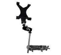 Hemobllo Portable Metal Tablet Holder Clamp Stand with Multi Angle Adjustable and 360 Degree Rotation for Electronic Drums and Drum Racks, Featuring Anti Slip Silicone Pads and Folding