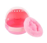 Hemobllo Portable Parrot Cage with Warm Nest and Pad, Handheld Bird Travel Carrier Cage for Outdoor Use, Pink Space Capsule Design Suitable for Young Birds and Brooding