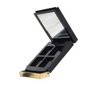 Hemobllo Portable Refillable 4-color Eyeshadow Palette with Mirror, Matte Black Compact Makeup Storage Case with UV Base and Gold-plated Clasp, Empty DIY Eye Shadow and Lipstick Holder