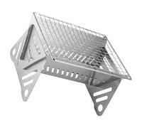 Hemobllo Portable Stainless Steel Barbecue Grill, Folding Outdoor Bbq Rack with Detachable Charcoal Tray, Mini Camping Grill for Travel and Backyard Cooking