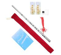 Hemobllo Portable Stainless Steel Flute in G Tone for Beginners, Lightweight with Accurate Tones, Traditional Retro Style Musical Instrument with Accessories, Color Color