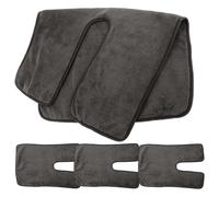 Hemobllo Professional Facial Towels 4Pcs Dark Grey Coral Fleece Microfiber Split Design for Spa and Beauty Treatments