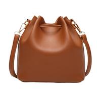 Hemobllo Pu Bucket Bag and Id Card for Women Stylish with Drawstring Closure and Tassel Detail, Elegant Brown Crossbody Purse Spacious Design for Storing Wallet for Traveling and Going