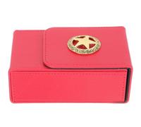 Hemobllo Pu Leather Tarot Cards Storage Box with Golden Pentagram Red Portable Card Holder for Games and Tarot Decks