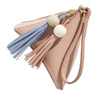 Hemobllo Pu Lychee Texture Triangular Mini Zipper Wallet Key Case for Women, Pink Handbag Coin Purse with Compact Design for Daily Use and Travel