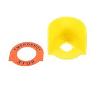 Hemobllo Push Button Switch Protector Cover with Raised Dome and Emergency Stop Warning Sign, Yellow Industrial Switch Guard for Machinery Safety and Accident Prevention